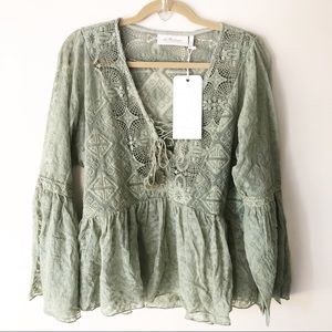 La Bellum by Hillary Scott Crochet VNeck Blouse